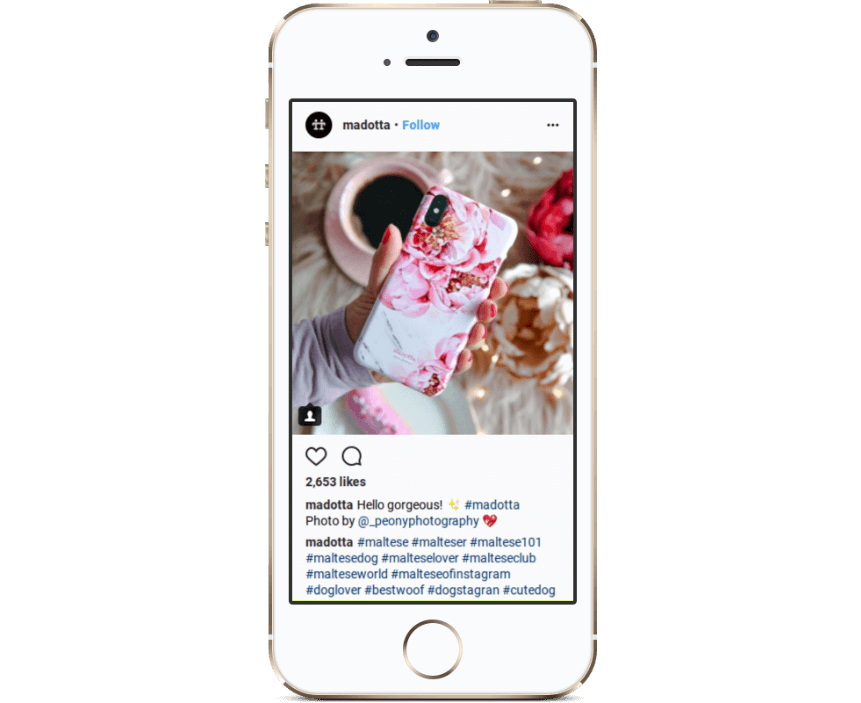 Madotta shares posts from its customers on Instagram: an example of using social media to get traffic to your online store.