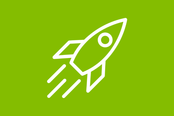 An icon of a rocket: a metaphor for James and James's rapid growth.