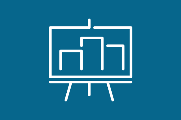 An icon of a bar graph on a blackboard: a metaphor for eCommerce stock control and inventory management
