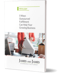 The front cover of the white paper, 5 Ways Outsourced Fulfillment Can Help Your Growing Business