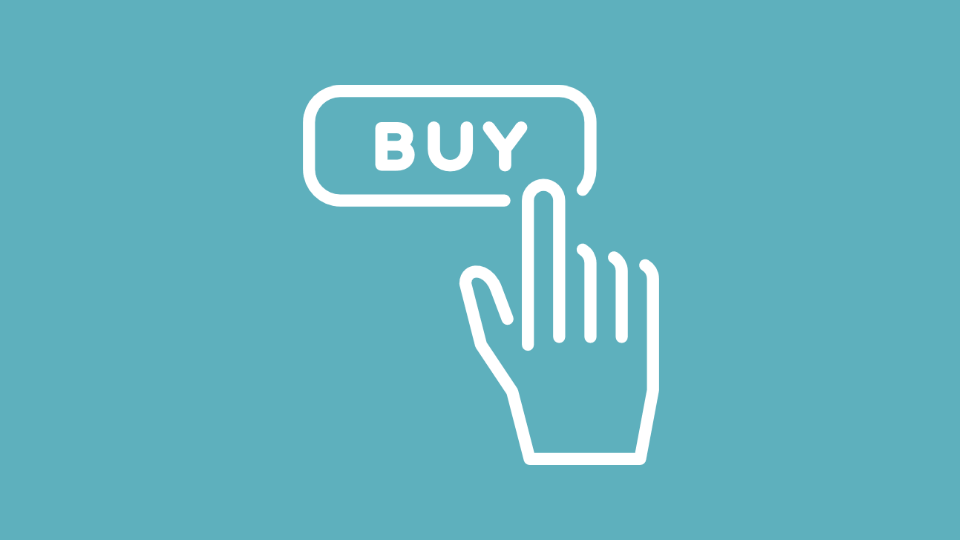 An icon of a mouse pointer hovering over a buy button: a metaphor for eCommerce conversion rate optimisation.