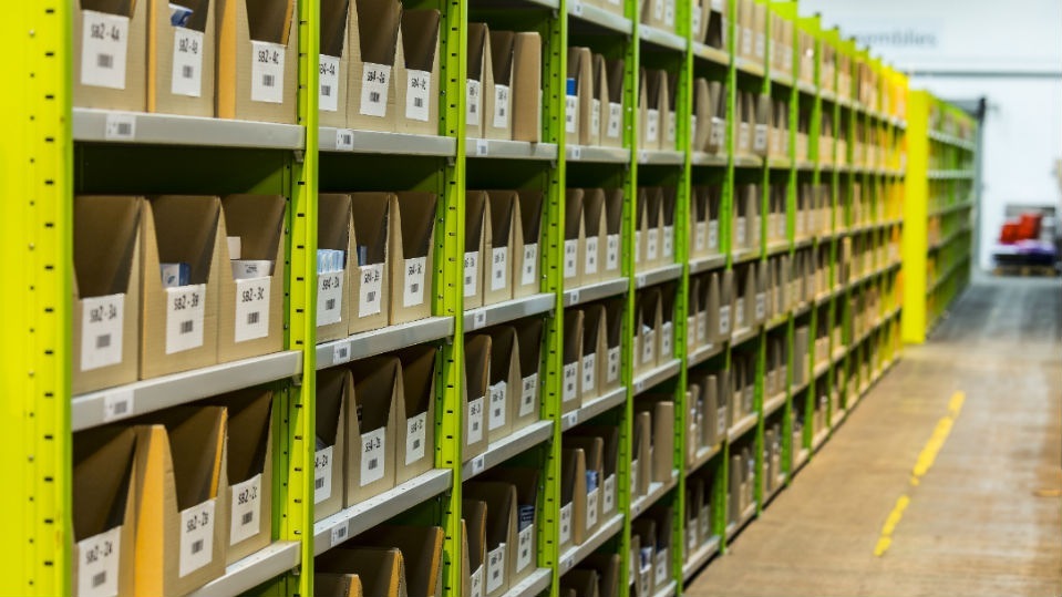 An aisle in one of James and James's fulfillment centers