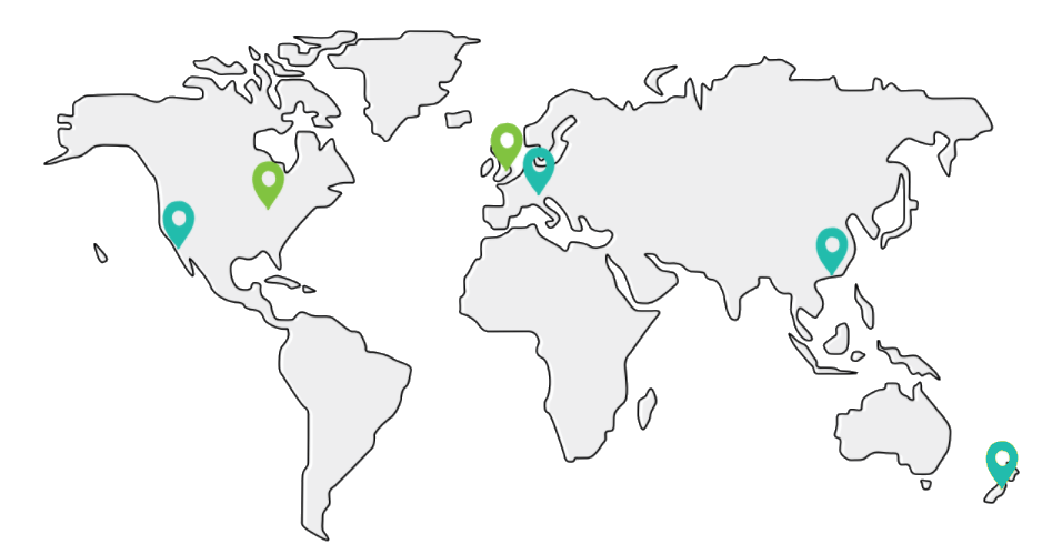 European fulfilment centre 4 A map of the world showing James and Jame's current and future fulfilment centre locations