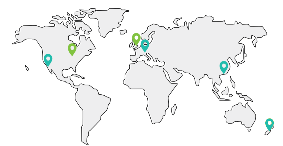 A map of the world showing James and Jame's current and future fulfilment centre locations