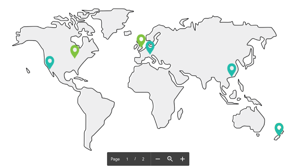 A map of the world showing James and Jame's current and future fulfilment centre locations