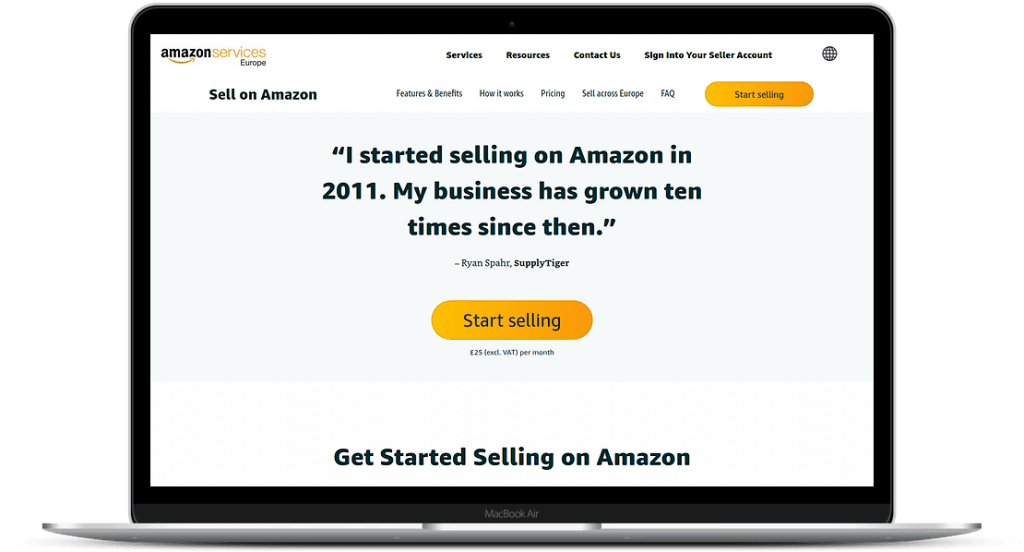 Amazon fulfilment service 1 A laptop with a screenshot of Amazon Marketplace, which James and James integrates with for order fulfilment