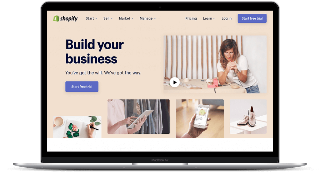 Shopify fulfillment service 1 A laptop with a screenshot of the Shopify eCommerce platform, which James and James integrates with for automatic fulfilment of orders