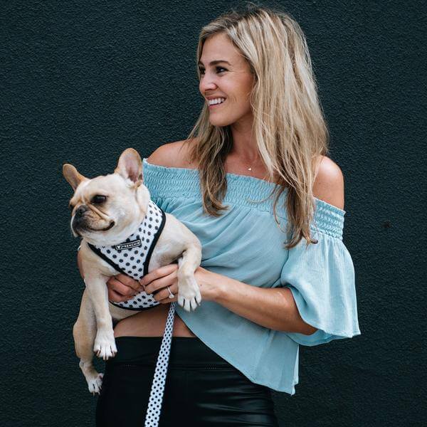 Bridget Daly, founder of Frenchie Bulldog Pet Supply, fulfilled by James and James