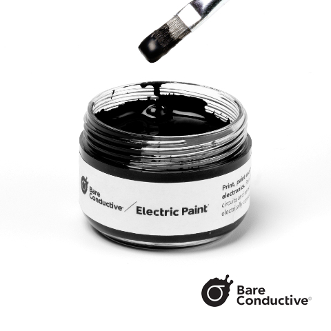 A jar of Bare Conductive's electric paint, fulfilled by James and James