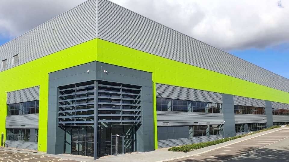 James and James's new Brackmills building with a fresh coast of lime green paint