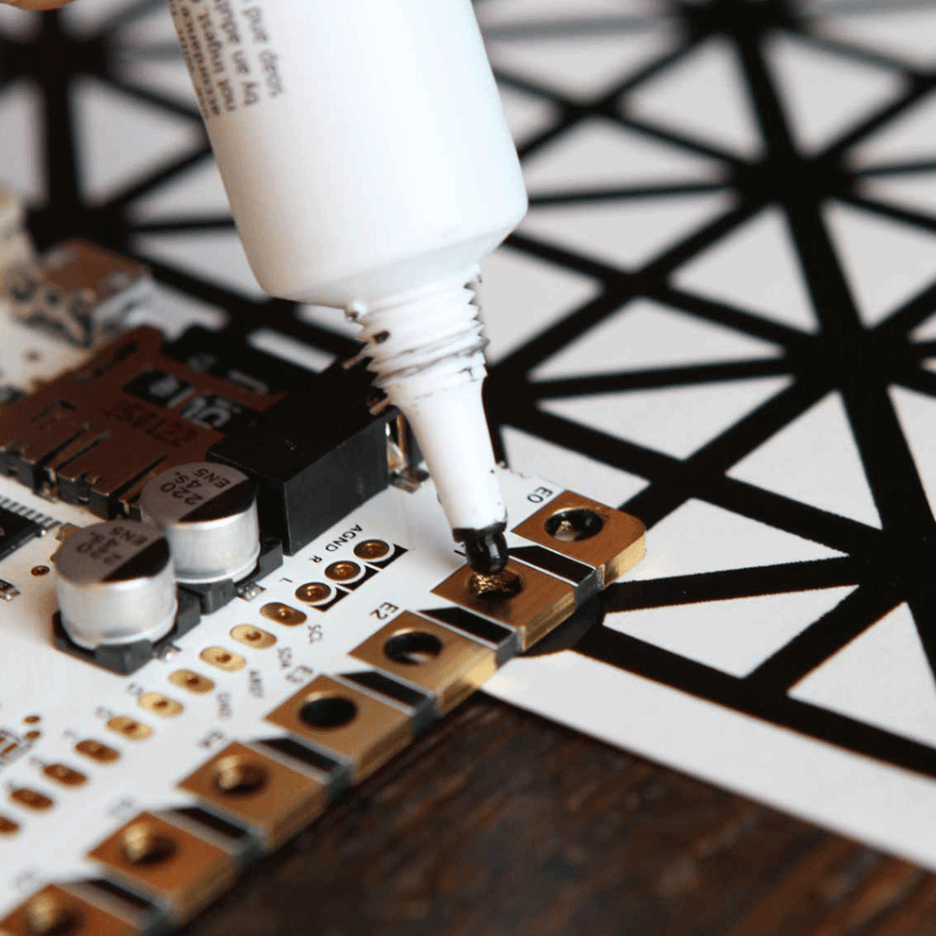 Conductive paint onto circuitboard