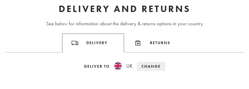 Shipping policy example ASOS 1