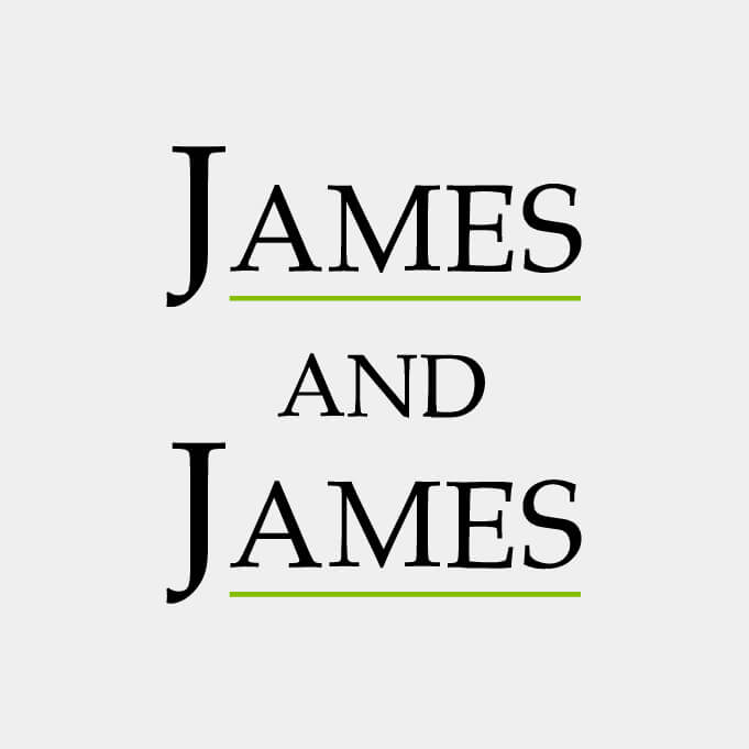 James and James Stacked Logo RGB – Black with Green Line