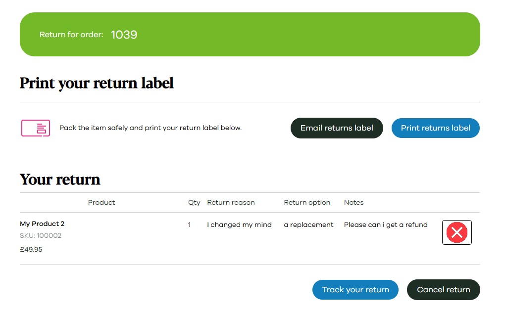 Label and return confirmation 1